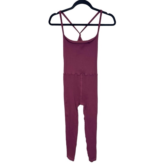 Free People Movement Happiness Runs Square Neck Onesie Jumpsuit in Oxblood M/L - Picture 6 of 11